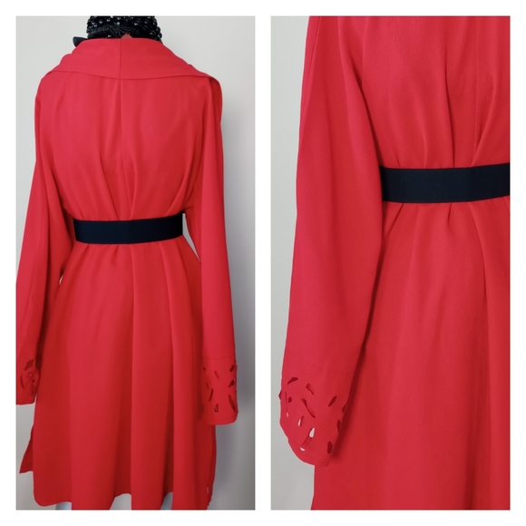 "FIRE" Open Front Kimono Oversized Shawl Collar Eyelet Details Grandma Chic - Picture 12 of 12